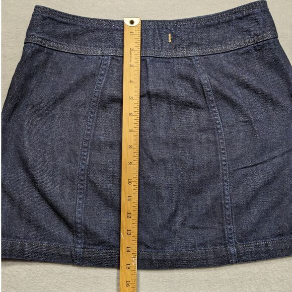 Free People Skirt Women's 4 Mini Denim Dark Boho Button Preppy Academia Y2K EUC - Picture 5 of 12